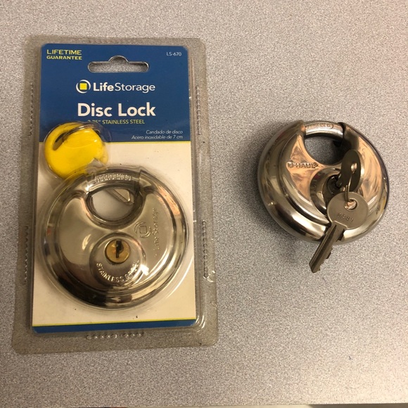 Disc Locks for Storage unit. 1 Life Storage, one from Uhaul. Set of two locks - Picture 2 of 10